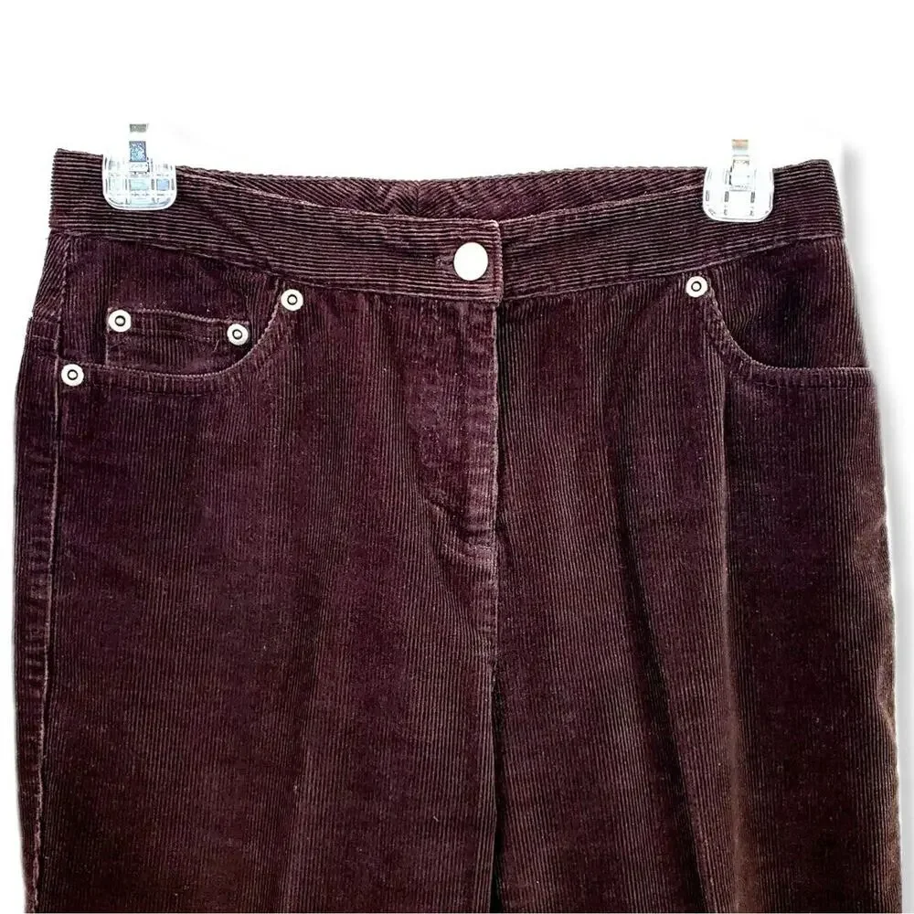 Women 90s Y2K Brown Straight Leg Fine Corduroy Pant 4P Country Fall Cabincore